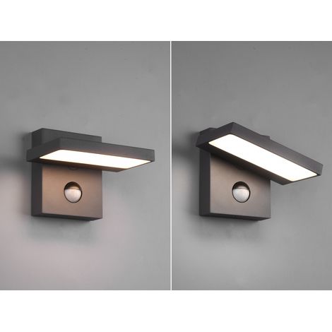 LED Außenwandleuchte 2er Set schwenkbar mit Bewegungsmelder Anthrazit (1/5)