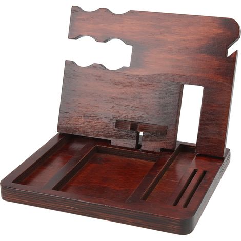 Handy-Dockingstation aus Holz, transparente Oberfläche, Organizer mit mehreren Staufächern, Handyhalterung aus Holz für Geldbörsen (1/5)