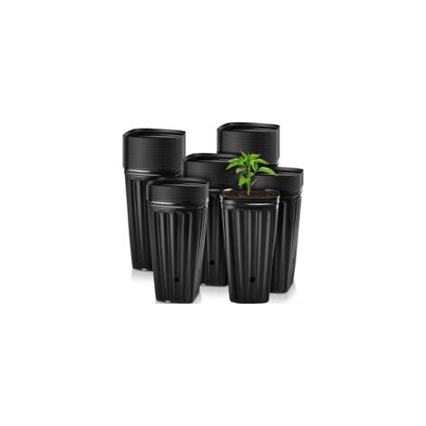 QORVA-Lot de 10 grands pots d'arbre en plastique de 20 cm pour pépinière - Pots pour plantes de jardin d'intérieur et d'extérieur (10 pièces)