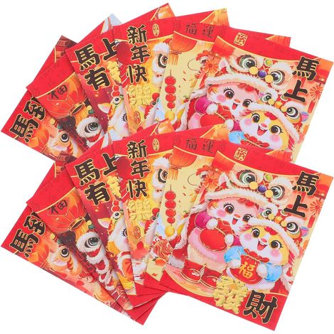 180 pièces Enveloppes Rouges Chinoises Nouvel An Motif Cheval Mignon (1/5)