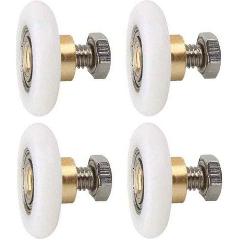4 pièces Roulette Porte de Douche, XU, Roues de Rechange pour Porte de Douche Roulettes de Rechange pour Porte de Douche RainuréE avec vis Diamètre 23 mm - KZQ