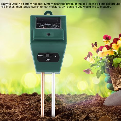 3-in-1 Bodentester: pH-Wert, Feuchtigkeit und Licht, Lichtsensor für Pflanzen, Garten, Blumen, Boden- und Wasseranalysator, präzises Messinstrument. (1/5)