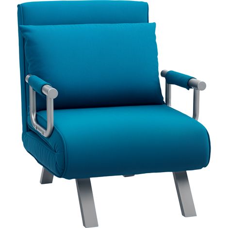 HOMCOM Single Folding 5 Position Convertible Sleeper Chair Bed Blue