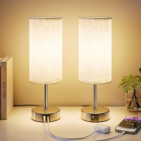 Lot de 2 Lampe de Chevet Tactile avec Ports de Charge USB-A + USB-C (1/5)