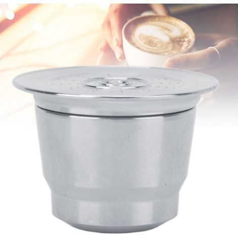 Cápsula de café reutilizable fabricada en acero inoxidable apto para uso alimentario – filtro extraíble para máquinas Nespresso, con juego de accesorios (1 cápsula, 4 anillos de silicona, 1 cepillo, 1 (1/5)