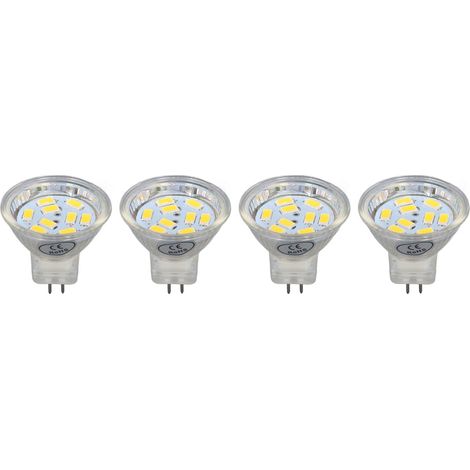 MR11 LED-Spotlampe, 3 W, 9 LEDs, 300 lm, Doppelstiftsockel, DC 12 V, CE/RoHS, Warmweiß, 4er-Pack (1/5)