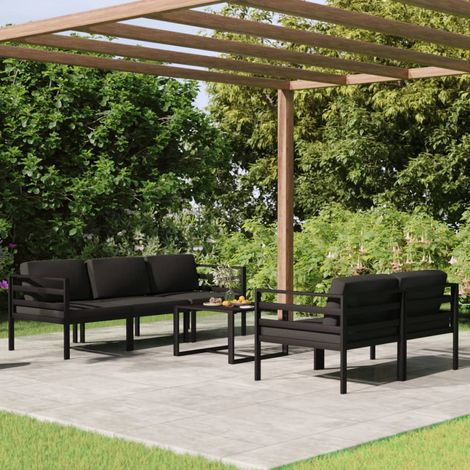 6-tlg. Garten-Lounge-Set mit Kissen Aluminium Anthrazit (1/5)