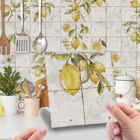 Adesivi per piastrelle da cucina e bagno, confezione da 24 pezzi di adesivi autoadesivi per piastrelle (20x20 cm) (1/4)