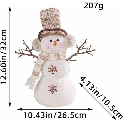 Figurine de Bonhomme de Neige Taille L - Douce décoration de Noël Blanc (1/4)