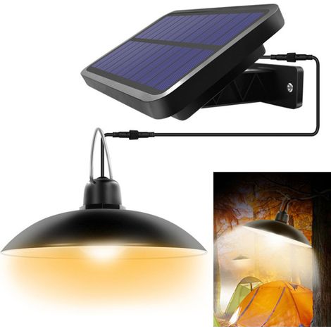 Lampe Solaire Suspendue Extérieur avec Détecteur de Mouvement - IP65 Étanche - Télécommande - Panneau Réglable - pour Pavillon, Balcon, Terrasse, Jardin (1/5)