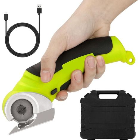 Ciseaux électriques avec boîte à outils, coupe-carton, coupe-rouleau sans fil, batterie 4,2 V/2,0 Ah, cutter universel, ciseaux sans fil rechargeables puissants pour tissu, tapis, cuir, feutre (1/4)