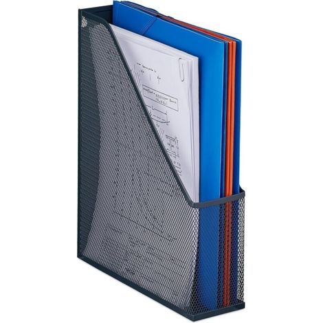 Porte-revues A4, maille, H x L x P : 31,5 x 7,5 x 25 cm, pour bureau et domicile, métal, anthracite