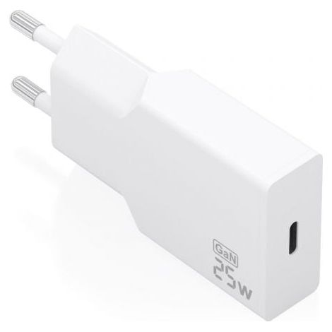 Cargador de Pared GaN Aisens A110-0999/ 1xUSB Tipo-C/ 25W/ Blanco