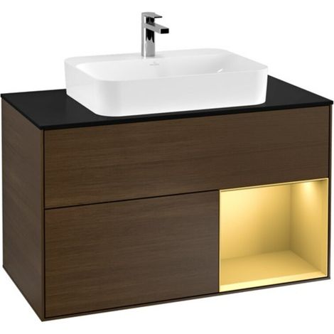 V&B Waschtischunterschrank Wandbeleuchtung Finion 100, Pl bla m, Reg re gol m, wal ven (1/2)