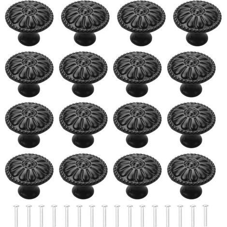 16-teiliges Set mattschwarzer Möbelknöpfe, Aluminiumlegierung und Edelstahl, korrosionsbeständig, inklusive Schrauben für einfache Montage (1/5)