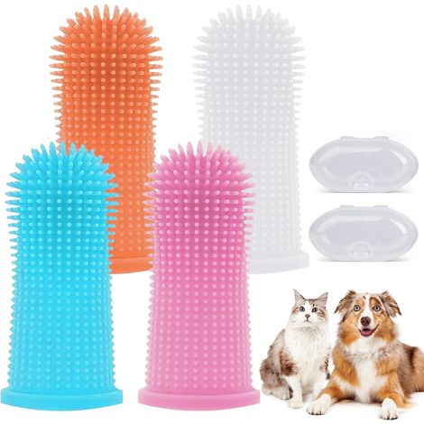 360º Pets Zähne nettoyage brosse à dents pour chiens chats, silicone Fingerzahnbürste chien, Fingerzahnbürste (1/5)