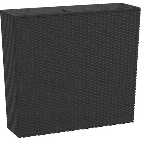 Pot de fleurs gris anthracite avec doublure amovible, 12/44 litres, en rotin PP. (1/5)