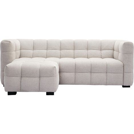 Design-Sofa 3-Sitzer mit Fußstütze aus beigem Stoff im Samtdesign CORTO (1/5)