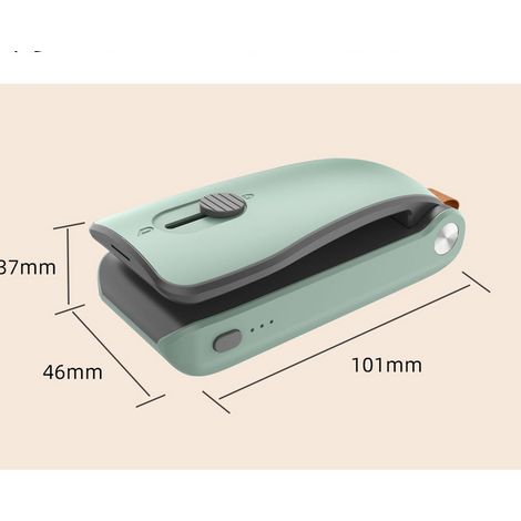 Sceau de sachets mini 2-en-1, soudeuse et coupeuse manuelle magnétique, machine à refermer les sachets plastique pour maison, gris-vert, pile polymère incluse (1/4)