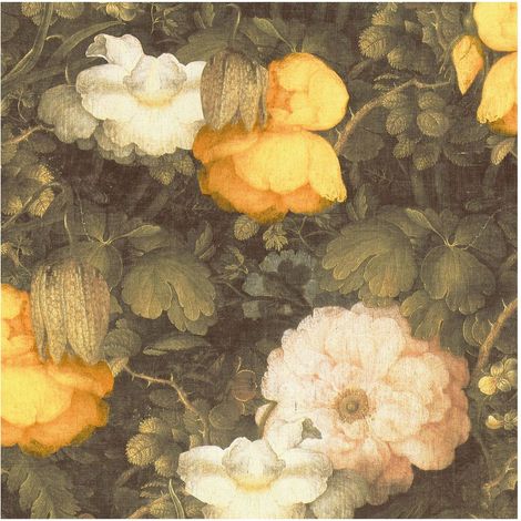 Flowers wallcovering wall Profhome 369211 non-woven wallpaper slightly textured with floral pattern matt green yellow cream 5.33 m2 (57 ft2) (1/5)