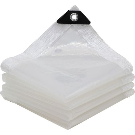 Bâche transparente résistante 1 Mil avec œillets et attaches, camping, extérieur, terrasse, pluie ou voile d'ombrage, voiture, protection imperméable, maison, jardin, usage extérieur