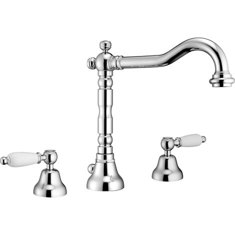 Mélangeur lavabo 3 trous avec bec pivotant Porta & Bini Queen 12154  Chromé