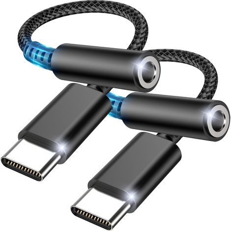 Adaptador de USB C a conector de auriculares de 3,5 mm, adaptador de conector de audio USB tipo C con DAC, adaptador de USB tipo C a auriculares de audio digital. (1/5)