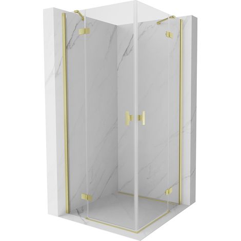 Mexen Mist H Duo Duschkabine, schwenkbar, 95 x 95 cm, transparent, gebürstetes Gold - 8A5-095L-095P-55-00 (1/5)
