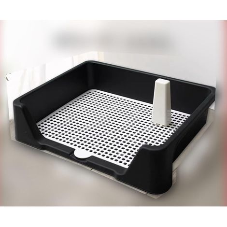 Cage Toilette pour Chien avec Poteau de Marquage, Enclos en Maille, Toilette Murale Sèche-Pattes, Nettoyage Facile, Prévention des Bêtises, Plateau pour Dressage Animal (Grand, Noir) (1/5)