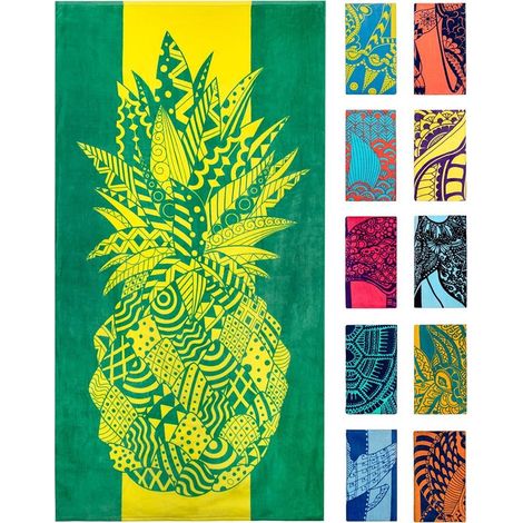 Telo mare double-face – Grande formato (180x90 cm) – Microfibra leggera – Resistente alla sabbia – Unisex – Ideale per viaggi, vacanze e nuoto – Stile D (1/5)