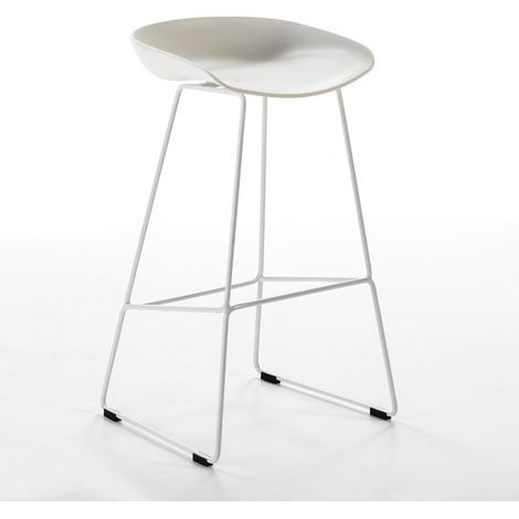 Tabouret de bar acrylique et pieds métal blanc