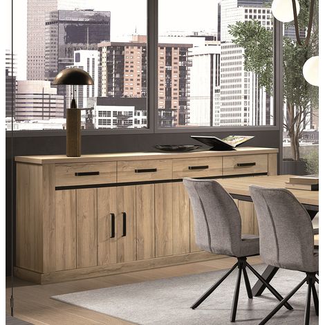 Buffet/bahut contemporain 235 cm chêne clair Tiana (1/5)