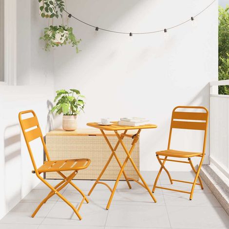 Silla Plegable para Jardín 2 pcs Mostaza 55 x 56.5 x 91cm Acero