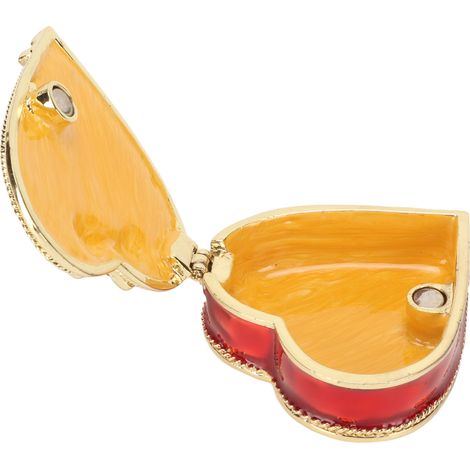 Coffret Bijoux Coeur Rouge Or Vintage Métal Boîte à Bijoux Organiseur Bagues Boucles d'Oreilles Colliers Écrin Cadeau (1/5)