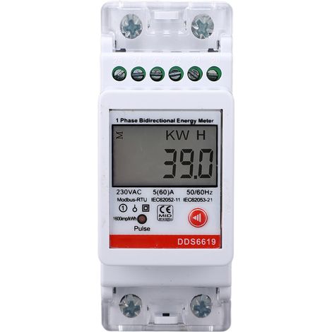 Compteur d'énergie monophasé mesure bidirectionnelle 2P montage sur Rail DIN KWh consommation d'électricité avec RS485 Comm AC230V 5A (1/5)