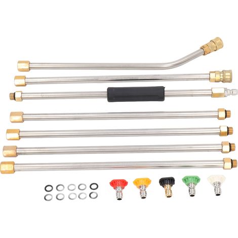 Ensemble de rallonge pour nettoyeur haute pression 4000 PSI avec 5 embouts pour le nettoyage des gouttières de voiture (1/5)