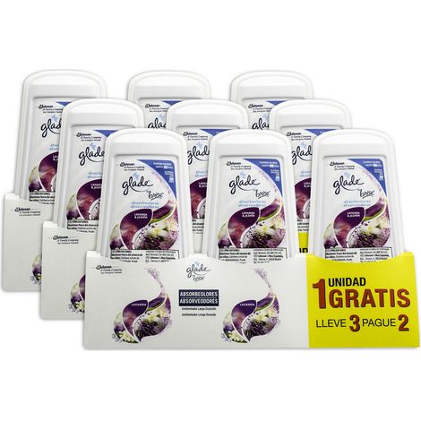 Glade - Ambientador absorbeolores en gel, aroma Lavanda, 9 unidades (Pack de 3)