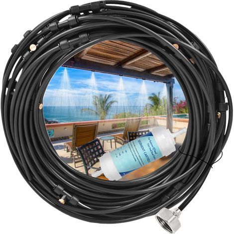 Brumisateur Terrasse Exterieur,23m Ystème de Brumisation Terrasse avec Tuyau et Buses en Laiton, raccords, Système de Refroidissement par Brumisation, pour Le Jardin, la Pelouse,Piscine (1/5)
