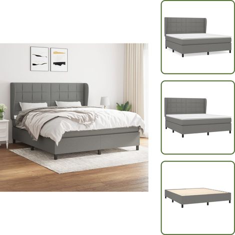 Boxspringbett mit Matratze Dunkelgrau 160x200 cm Stoff - Boxspringbett - Doppelbett - Bettenrahmen - Lattenrost - Matratze (1/5)