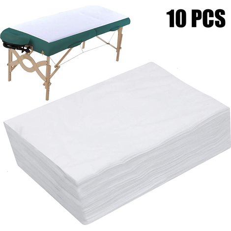 Lot de 10 draps jetables non tissés imperméables et antihuile pour table de massage, salon de beauté, spa et tatouage
