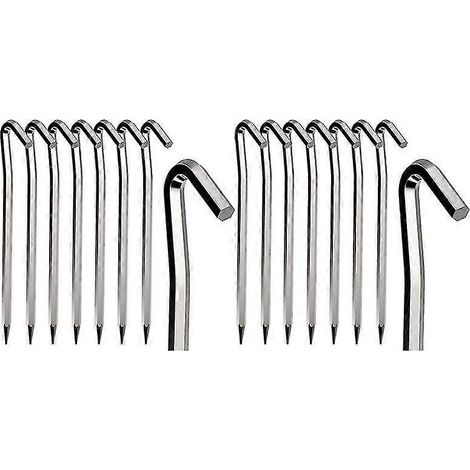 Zelthaken, 16 Stück, 18 cm, Metall, robust, Zelthaken, Aluminiumlegierung, rostfrei, Camping-Zelt-Erdnägel (1/5)