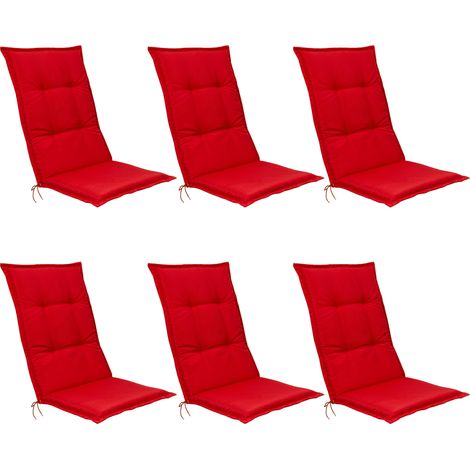 6er Set Hochlehner Set Base HL Sitzkissen, 120x50x6cm Rot