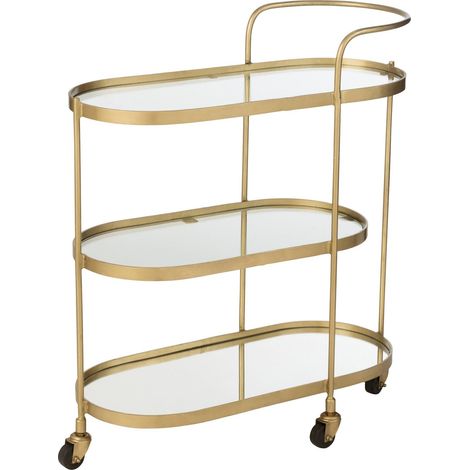 Desserte ovale dorée en métal et miroir élégance raffinée - Doré miroir élégant (1/5)