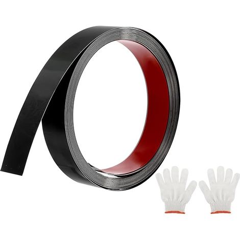 Moulures Décoratives Autocollantes Acier Inoxydable 5m X 3cm Noir Garniture de Moulure Murale Autocollante Finition Miroir avec Sacs Gants Mur Sol (1/5)