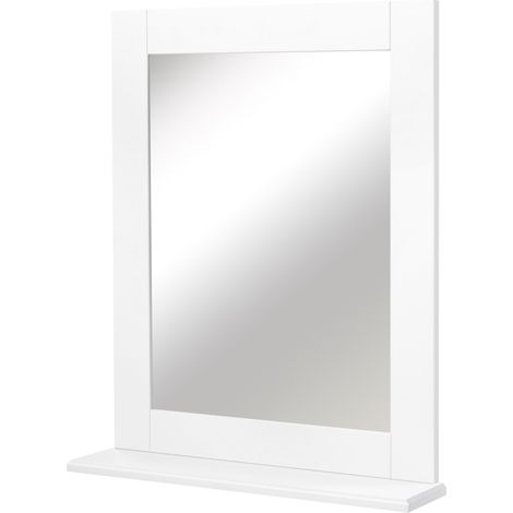 Miroir de salle de bain mural avec étagère de rangement blanc 50 x 11,5 x 60 cm