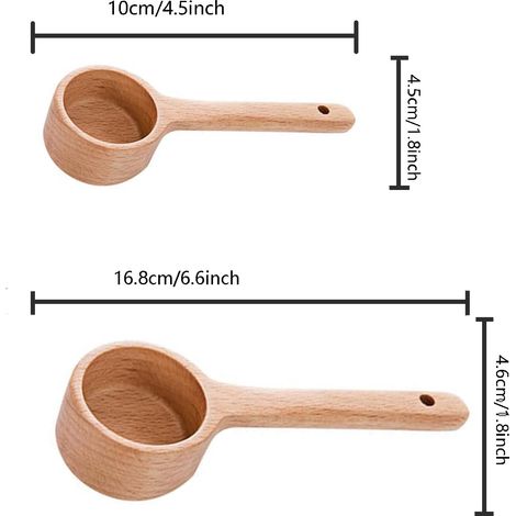 2pcs en bois à mesurer la cuillère à café mesurant la cuillère à lait d'épices en poudre (2 taille) (1/4)