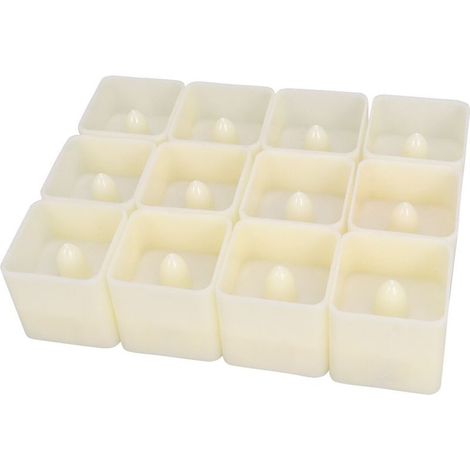 12 bougies carrées à effet miroir, bougies LED électroniques sans flamme, décorations de fête, maison, bars, cafés - Paillettes jaunes (blanches) (1/5)