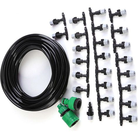 Système de refroidissement par brumisation d'eau, tuyau d'arrosage, buse, kit de micro-irrigation pour terrasse de 15 m (1/5)