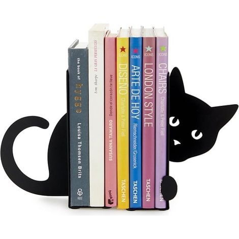 Sujetalibros de metal negro Animales Gato (1/4)