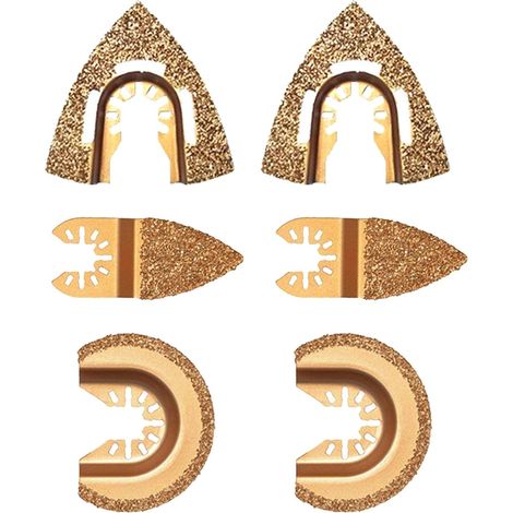 Lot de 6 lames de scie oscillantes en carbure de diamant - En demi-cercle triangulaire - Universelles - En carbure - Pour scies mixtes - Pour joints (1/5)